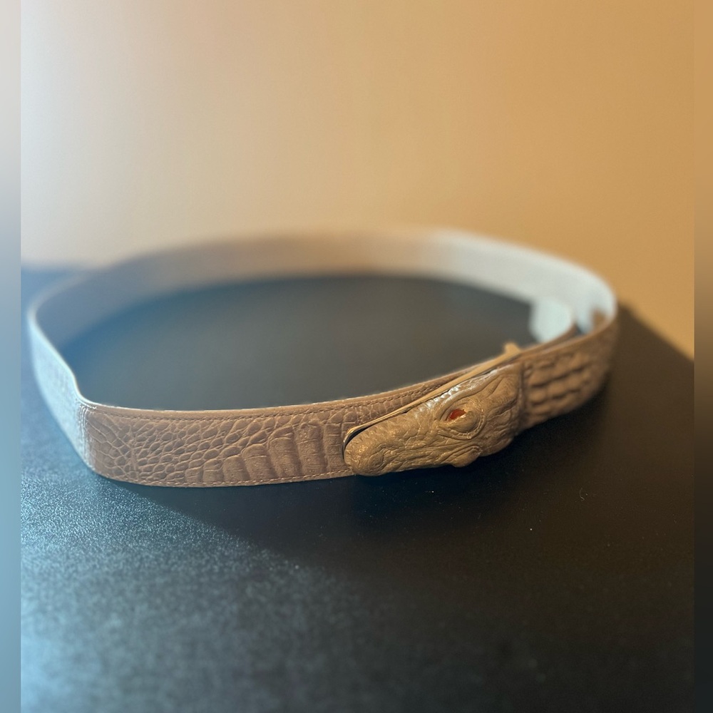Men’s Crocodile Head Buckle Belt 24:7 Inc Gray Rare 42 47 50 - Picture 8 of 12